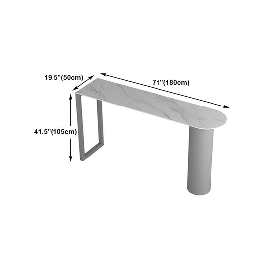 Stone Bar Dining Table Modern Bar Table with Double Pedestal for Kitchen Dining Room Clearhalo 'Bar Furniture' 'Bar Tables' 'bar_tables' 'furn' 'furn_bar_tables' 'Furniture' 'furniture_bar_tables' 'Kitchen & Dining Furniture' 4960925