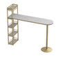 Modern Iron Bar Dining Table Faux Marble Top Indoor Bistro Table with Wine Rack Gold-White Without Chairs Clearhalo 'Bar Furniture' 'Bar Tables' 'bar_tables' 'furn' 'furn_bar_tables' 'Furniture' 'furniture_bar_tables' 'Kitchen & Dining Furniture' 4960929