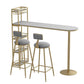 Modern Iron Bar Dining Table Faux Marble Top Indoor Bistro Table with Wine Rack Clearhalo 'Bar Furniture' 'Bar Tables' 'bar_tables' 'furn' 'furn_bar_tables' 'Furniture' 'furniture_bar_tables' 'Kitchen & Dining Furniture' 4960933