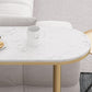 Modern Iron Bar Dining Table Faux Marble Top Indoor Bistro Table with Wine Rack Clearhalo 'Bar Furniture' 'Bar Tables' 'bar_tables' 'furn' 'furn_bar_tables' 'Furniture' 'furniture_bar_tables' 'Kitchen & Dining Furniture' 4960935