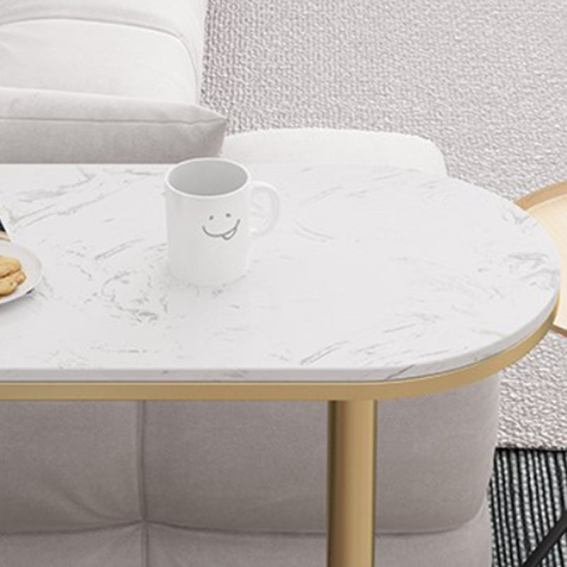 Modern Iron Bar Dining Table Faux Marble Top Indoor Bistro Table with Wine Rack Clearhalo 'Bar Furniture' 'Bar Tables' 'bar_tables' 'furn' 'furn_bar_tables' 'Furniture' 'furniture_bar_tables' 'Kitchen & Dining Furniture' 4960935