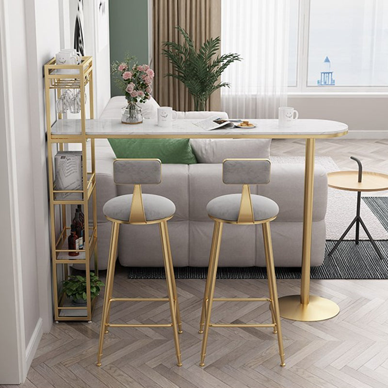 Modern Iron Bar Dining Table Faux Marble Top Indoor Bistro Table with Wine Rack Clearhalo 'Bar Furniture' 'Bar Tables' 'bar_tables' 'furn' 'furn_bar_tables' 'Furniture' 'furniture_bar_tables' 'Kitchen & Dining Furniture' 4960937