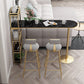 Modern Iron Bar Dining Table Faux Marble Top Indoor Bistro Table with Wine Rack Clearhalo 'Bar Furniture' 'Bar Tables' 'bar_tables' 'furn' 'furn_bar_tables' 'Furniture' 'furniture_bar_tables' 'Kitchen & Dining Furniture' 4960942