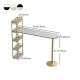 Modern Iron Bar Dining Table Faux Marble Top Indoor Bistro Table with Wine Rack Clearhalo 'Bar Furniture' 'Bar Tables' 'bar_tables' 'furn' 'furn_bar_tables' 'Furniture' 'furniture_bar_tables' 'Kitchen & Dining Furniture' 4960944
