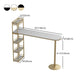 Modern Iron Bar Dining Table Faux Marble Top Indoor Bistro Table with Wine Rack Clearhalo 'Bar Furniture' 'Bar Tables' 'bar_tables' 'furn' 'furn_bar_tables' 'Furniture' 'furniture_bar_tables' 'Kitchen & Dining Furniture' 4960945