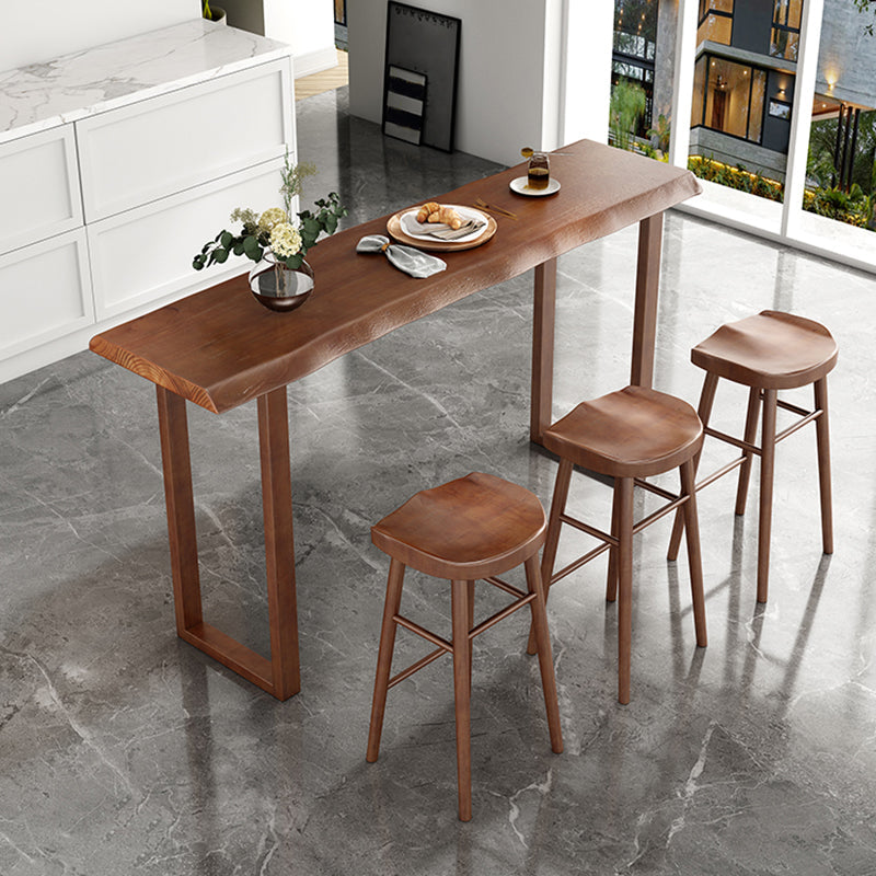 Wood Bar Dining Table Modern Bar Table with Sled Base for Milk Tea Shop 78.7"L x 15.7"W x 41.3"H Without Chairs Clearhalo 'Bar Furniture' 'Bar Tables' 'bar_tables' 'furn' 'furn_bar_tables' 'Furniture' 'furniture_bar_tables' 'Kitchen & Dining Furniture' 4960950