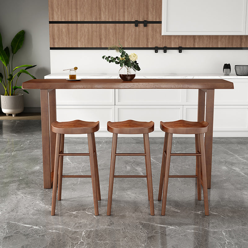 Wood Bar Dining Table Modern Bar Table with Sled Base for Milk Tea Shop 63"L x 15.7"W x 41.3"H Without Chairs Clearhalo 'Bar Furniture' 'Bar Tables' 'bar_tables' 'furn' 'furn_bar_tables' 'Furniture' 'furniture_bar_tables' 'Kitchen & Dining Furniture' 4960952