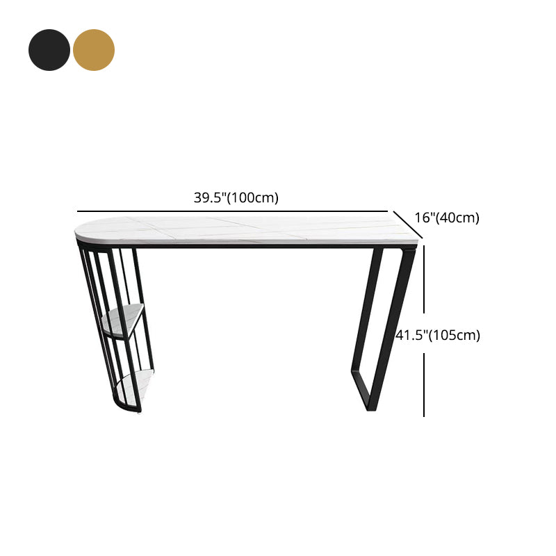 Modern Style Bar Table 42-inch Height Stone Top Bistro Table with Storage Shelf Clearhalo 'Bar Furniture' 'Bar Tables' 'bar_tables' 'furn' 'furn_bar_tables' 'Furniture' 'furniture_bar_tables' 'Kitchen & Dining Furniture' 4960983
