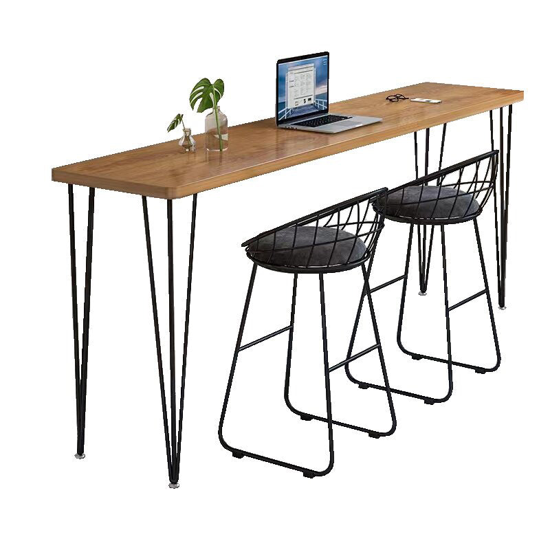 Wood Bar Dining Table Modern Rectangle Bar Table with 4 Legs Base for Dining Room Kitchen Clearhalo 'Bar Furniture' 'Bar Tables' 'bar_tables' 'furn' 'furn_bar_tables' 'Furniture' 'furniture_bar_tables' 'Kitchen & Dining Furniture' 4960994