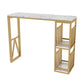Modern Iron Bar Dining Table White Faux Marble Rectangle Indoor Bistro Table with Shelf Gold Without Chairs Clearhalo 'Bar Furniture' 'Bar Tables' 'bar_tables' 'furn' 'furn_bar_tables' 'Furniture' 'furniture_bar_tables' 'Kitchen & Dining Furniture' 4961003