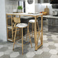 Modern Iron Bar Dining Table White Faux Marble Rectangle Indoor Bistro Table with Shelf 63"L x 15.7"W x 41.3"H Gold Without Chairs Clearhalo 'Bar Furniture' 'Bar Tables' 'bar_tables' 'furn' 'furn_bar_tables' 'Furniture' 'furniture_bar_tables' 'Kitchen & Dining Furniture' 4961005