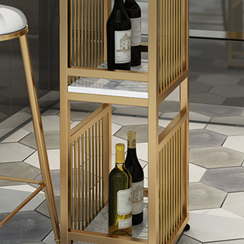 Modern Iron Bar Dining Table White Faux Marble Rectangle Indoor Bistro Table with Shelf Clearhalo 'Bar Furniture' 'Bar Tables' 'bar_tables' 'furn' 'furn_bar_tables' 'Furniture' 'furniture_bar_tables' 'Kitchen & Dining Furniture' 4961008