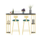 Glam Iron Bar Dining Table Stone Top Oval Indoor Bistro Table with 2-Shelf Gold-Black Without Chairs Clearhalo 'Bar Furniture' 'Bar Tables' 'bar_tables' 'furn' 'furn_bar_tables' 'Furniture' 'furniture_bar_tables' 'Kitchen & Dining Furniture' 4961049