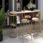 Glam Iron Bar Dining Table Stone Top Oval Indoor Bistro Table with 2-Shelf Clearhalo 'Bar Furniture' 'Bar Tables' 'bar_tables' 'furn' 'furn_bar_tables' 'Furniture' 'furniture_bar_tables' 'Kitchen & Dining Furniture' 4961057