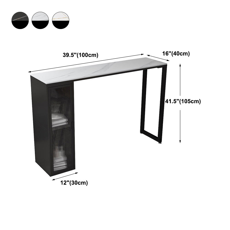 Industrial Style Bar Table Stone Top 42-inch Height Pub Table with Glass Door Clearhalo 'Bar Furniture' 'Bar Tables' 'bar_tables' 'furn' 'furn_bar_tables' 'Furniture' 'furniture_bar_tables' 'Kitchen & Dining Furniture' 4961073