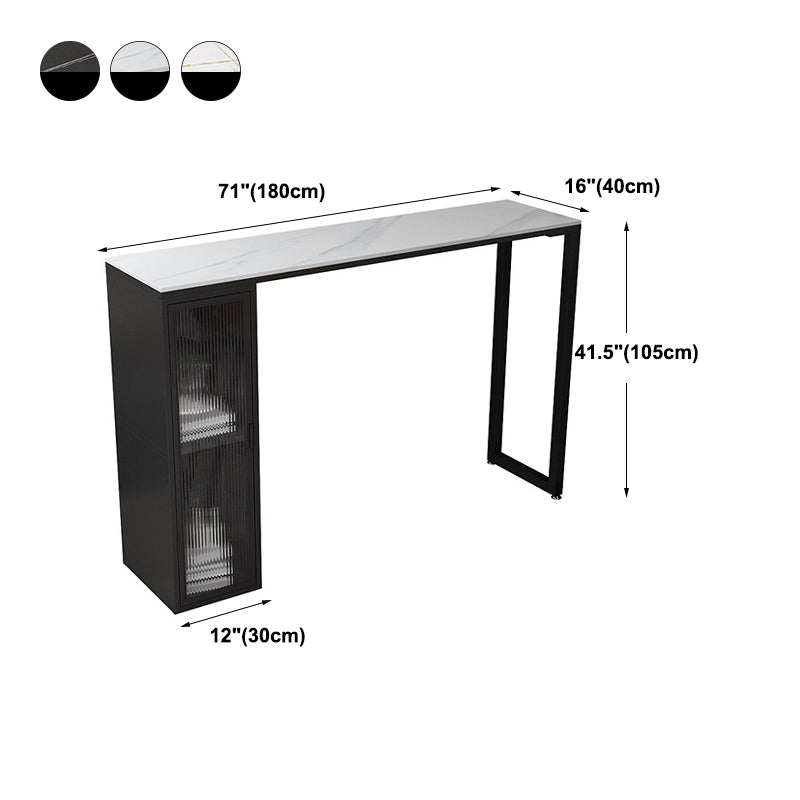 Industrial Style Bar Table Stone Top 42-inch Height Pub Table with Glass Door Clearhalo 'Bar Furniture' 'Bar Tables' 'bar_tables' 'furn' 'furn_bar_tables' 'Furniture' 'furniture_bar_tables' 'Kitchen & Dining Furniture' 4961077