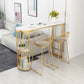 Glam Iron Bar Dining Table White Faux Marble Top Indoor Bistro Table with Shelf 63"L x 15.7"W x 41.3"H Without Chairs Clearhalo 'Bar Furniture' 'Bar Tables' 'bar_tables' 'furn' 'furn_bar_tables' 'Furniture' 'furniture_bar_tables' 'Kitchen & Dining Furniture' 4961079