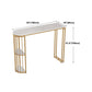 Glam Iron Bar Dining Table White Faux Marble Top Indoor Bistro Table with Shelf Clearhalo 'Bar Furniture' 'Bar Tables' 'bar_tables' 'furn' 'furn_bar_tables' 'Furniture' 'furniture_bar_tables' 'Kitchen & Dining Furniture' 4961094