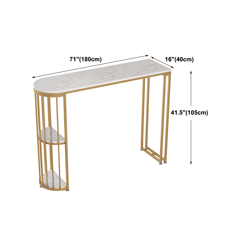 Glam Iron Bar Dining Table White Faux Marble Top Indoor Bistro Table with Shelf Clearhalo 'Bar Furniture' 'Bar Tables' 'bar_tables' 'furn' 'furn_bar_tables' 'Furniture' 'furniture_bar_tables' 'Kitchen & Dining Furniture' 4961095