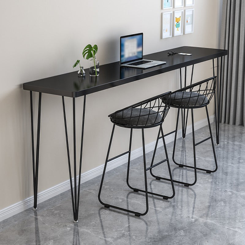 Wood Bar Dining Table Modern Rectangle Bar Table with 4 Legs Base for Dining Room Black Without Chairs Clearhalo 'Bar Furniture' 'Bar Tables' 'bar_tables' 'furn' 'furn_bar_tables' 'Furniture' 'furniture_bar_tables' 'Kitchen & Dining Furniture' 4961099
