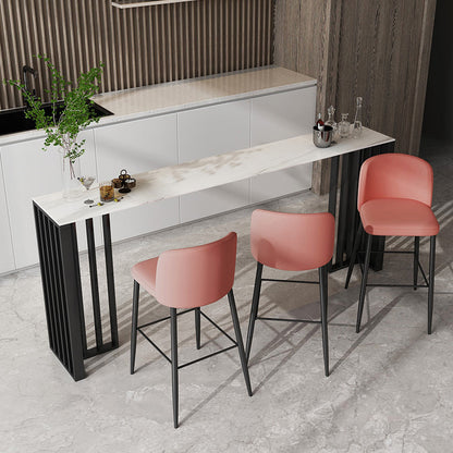 Modern Style Bar Table 42-inch Height Stone Top and Black Base Bistro Table White Without Chairs Clearhalo 'Bar Furniture' 'Bar Tables' 'bar_tables' 'furn' 'furn_bar_tables' 'Furniture' 'furniture_bar_tables' 'Kitchen & Dining Furniture' 4961110