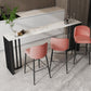 Modern Style Bar Table 42-inch Height Stone Top and Black Base Bistro Table 70.9"L x 15.7"W x 41.3"H White Without Chairs Clearhalo 'Bar Furniture' 'Bar Tables' 'bar_tables' 'furn' 'furn_bar_tables' 'Furniture' 'furniture_bar_tables' 'Kitchen & Dining Furniture' 4961112