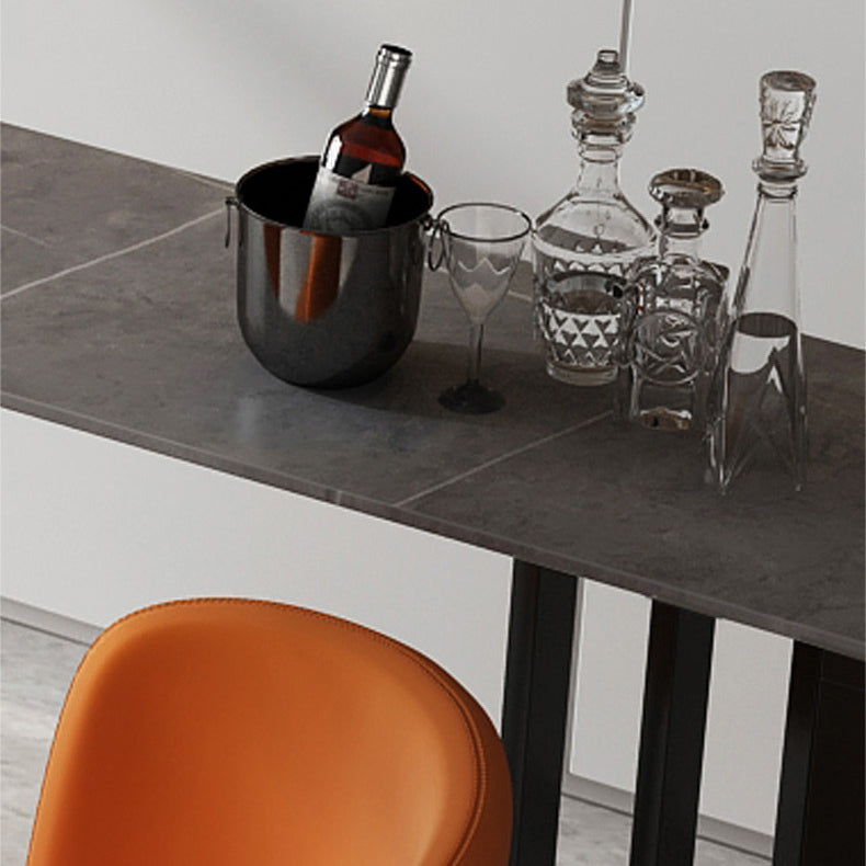 Modern Style Bar Table 42-inch Height Stone Top and Black Base Bistro Table Clearhalo 'Bar Furniture' 'Bar Tables' 'bar_tables' 'furn' 'furn_bar_tables' 'Furniture' 'furniture_bar_tables' 'Kitchen & Dining Furniture' 4961117