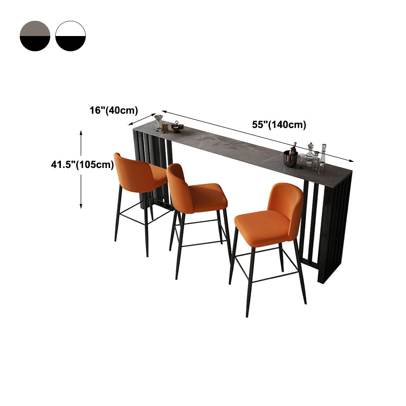 Modern Style Bar Table 42-inch Height Stone Top and Black Base Bistro Table Clearhalo 'Bar Furniture' 'Bar Tables' 'bar_tables' 'furn' 'furn_bar_tables' 'Furniture' 'furniture_bar_tables' 'Kitchen & Dining Furniture' 4961121