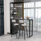 Modern Iron Bar Dining Table Stone Top Rectangle Indoor Bistro Table with Wine Rack Black Gray Clearhalo 'Bar Furniture' 'Bar Tables' 'bar_tables' 'furn' 'furn_bar_tables' 'Furniture' 'furniture_bar_tables' 'Kitchen & Dining Furniture' 4961128