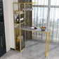 Modern Iron Bar Dining Table Stone Top Rectangle Indoor Bistro Table with Wine Rack Clearhalo 'Bar Furniture' 'Bar Tables' 'bar_tables' 'furn' 'furn_bar_tables' 'Furniture' 'furniture_bar_tables' 'Kitchen & Dining Furniture' 4961137