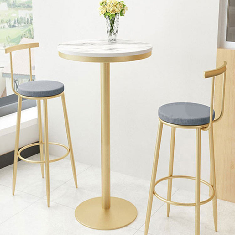 Stone Bar Dining Table Glam Round Bar Table with Pedestal for Dining Room 21.7"L x 21.7"W x 41.3"H Faux Marble Round Clearhalo 'Bar Furniture' 'Bar Tables' 'bar_tables' 'furn' 'furn_bar_tables' 'Furniture' 'furniture_bar_tables' 'Kitchen & Dining Furniture' 4961141