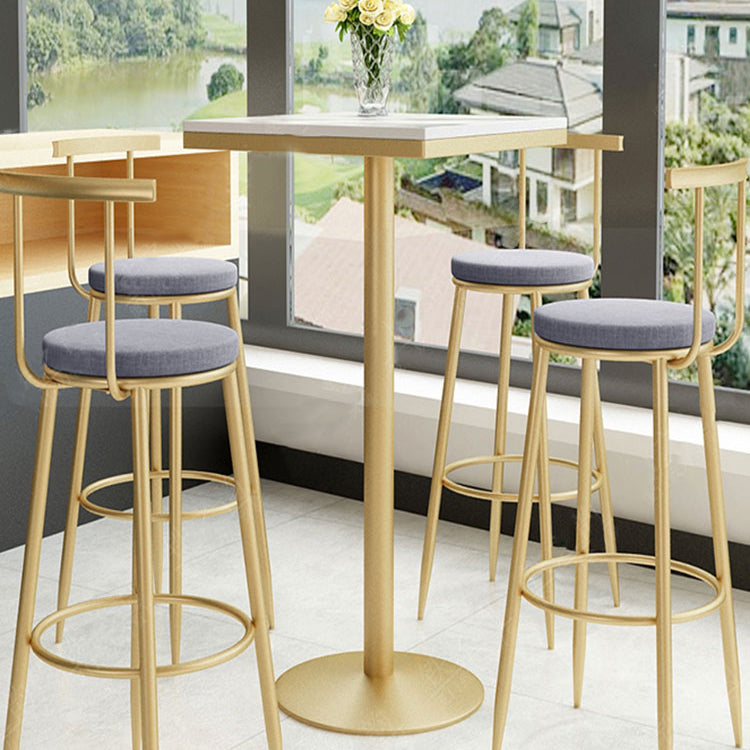 Stone Bar Dining Table Glam Round Bar Table with Pedestal for Dining Room 21.7"L x 21.7"W x 41.3"H Faux Marble Square Clearhalo 'Bar Furniture' 'Bar Tables' 'bar_tables' 'furn' 'furn_bar_tables' 'Furniture' 'furniture_bar_tables' 'Kitchen & Dining Furniture' 4961144