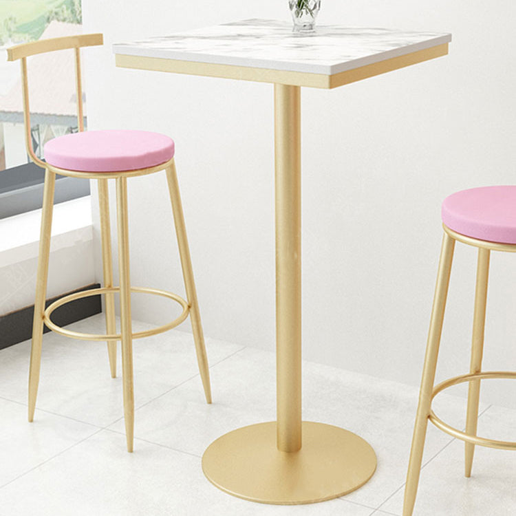 Stone Bar Dining Table Glam Round Bar Table with Pedestal for Dining Room 23.6"L x 23.6"W x 41.3"H Faux Marble Square Clearhalo 'Bar Furniture' 'Bar Tables' 'bar_tables' 'furn' 'furn_bar_tables' 'Furniture' 'furniture_bar_tables' 'Kitchen & Dining Furniture' 4961146