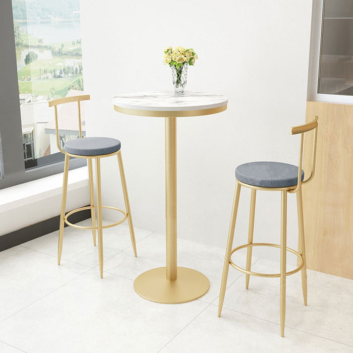Stone Bar Dining Table Glam Round Bar Table with Pedestal for Dining Room Clearhalo 'Bar Furniture' 'Bar Tables' 'bar_tables' 'furn' 'furn_bar_tables' 'Furniture' 'furniture_bar_tables' 'Kitchen & Dining Furniture' 4961150
