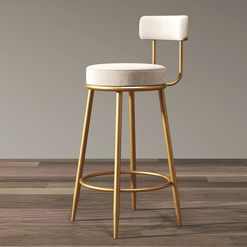 Glam Armless Backrest Counter Stool Iron Dining Room Bar Stool with Cushion and Pedal White 1 Piece Clearhalo 'Bar Furniture' 'Bar Stools' 'bar_stools' 'furn' 'furn_bar_stools' 'Furniture' 'furniture_bar_stools' 'Kitchen & Dining Furniture' 4961207