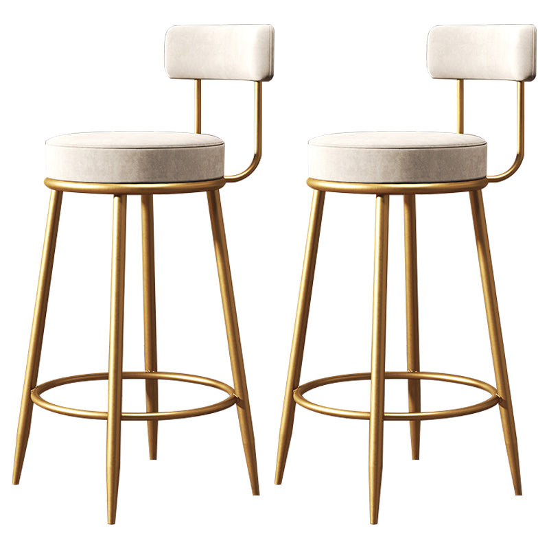 Glam Armless Backrest Counter Stool Iron Dining Room Bar Stool with Cushion and Pedal White 2 Piece Set Clearhalo 'Bar Furniture' 'Bar Stools' 'bar_stools' 'furn' 'furn_bar_stools' 'Furniture' 'furniture_bar_stools' 'Kitchen & Dining Furniture' 4961208