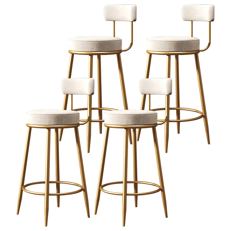Glam Armless Backrest Counter Stool Iron Dining Room Bar Stool with Cushion and Pedal White 4 Piece Set Clearhalo 'Bar Furniture' 'Bar Stools' 'bar_stools' 'furn' 'furn_bar_stools' 'Furniture' 'furniture_bar_stools' 'Kitchen & Dining Furniture' 4961209