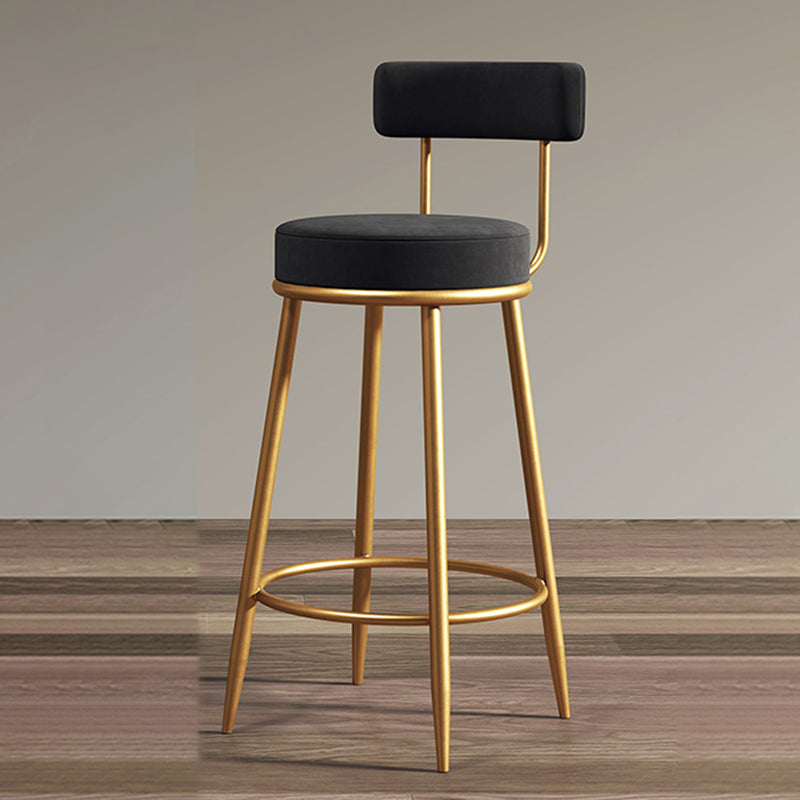 Glam Armless Backrest Counter Stool Iron Dining Room Bar Stool with Cushion and Pedal Black 1 Piece Clearhalo 'Bar Furniture' 'Bar Stools' 'bar_stools' 'furn' 'furn_bar_stools' 'Furniture' 'furniture_bar_stools' 'Kitchen & Dining Furniture' 4961210