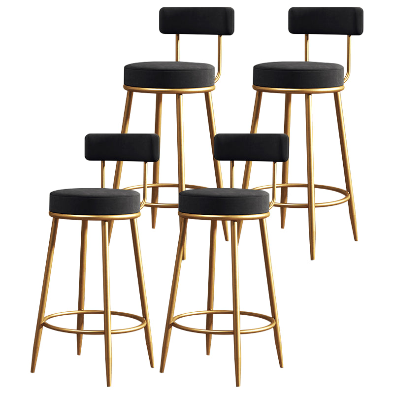 Glam Armless Backrest Counter Stool Iron Dining Room Bar Stool with Cushion and Pedal Black 4 Piece Set Clearhalo 'Bar Furniture' 'Bar Stools' 'bar_stools' 'furn' 'furn_bar_stools' 'Furniture' 'furniture_bar_stools' 'Kitchen & Dining Furniture' 4961212