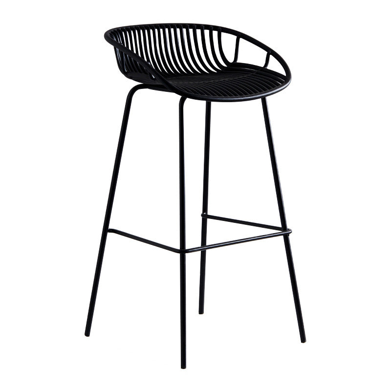 Modern Style Bar-stool Metal Counter Bar Stool with Metal Legs for Kitchen Black 1 Piece Bar Stool (28" H) Clearhalo 'Bar Furniture' 'Bar Stools' 'bar_stools' 'furn' 'furn_bar_stools' 'Furniture' 'furniture_bar_stools' 'Kitchen & Dining Furniture' 4961253