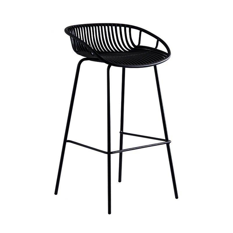 Modern Style Bar-stool Metal Counter Bar Stool with Metal Legs for Kitchen Black 1 Piece Counter Stool (23.5"H) Clearhalo 'Bar Furniture' 'Bar Stools' 'bar_stools' 'furn' 'furn_bar_stools' 'Furniture' 'furniture_bar_stools' 'Kitchen & Dining Furniture' 4961255