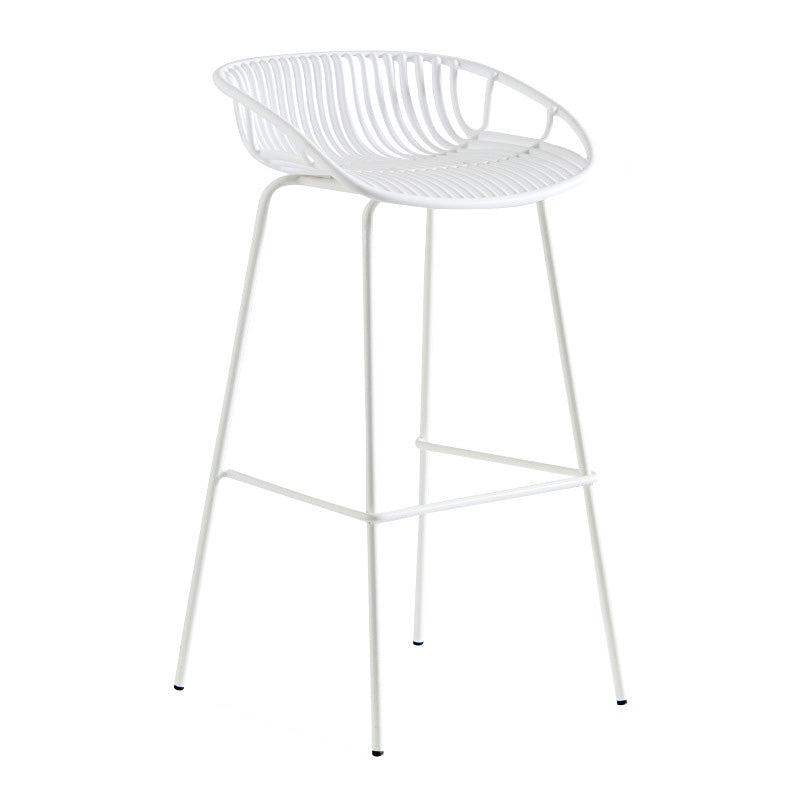 Modern Style Bar-stool Metal Counter Bar Stool with Metal Legs for Kitchen White 1 Piece Bar Stool (28" H) Clearhalo 'Bar Furniture' 'Bar Stools' 'bar_stools' 'furn' 'furn_bar_stools' 'Furniture' 'furniture_bar_stools' 'Kitchen & Dining Furniture' 4961261