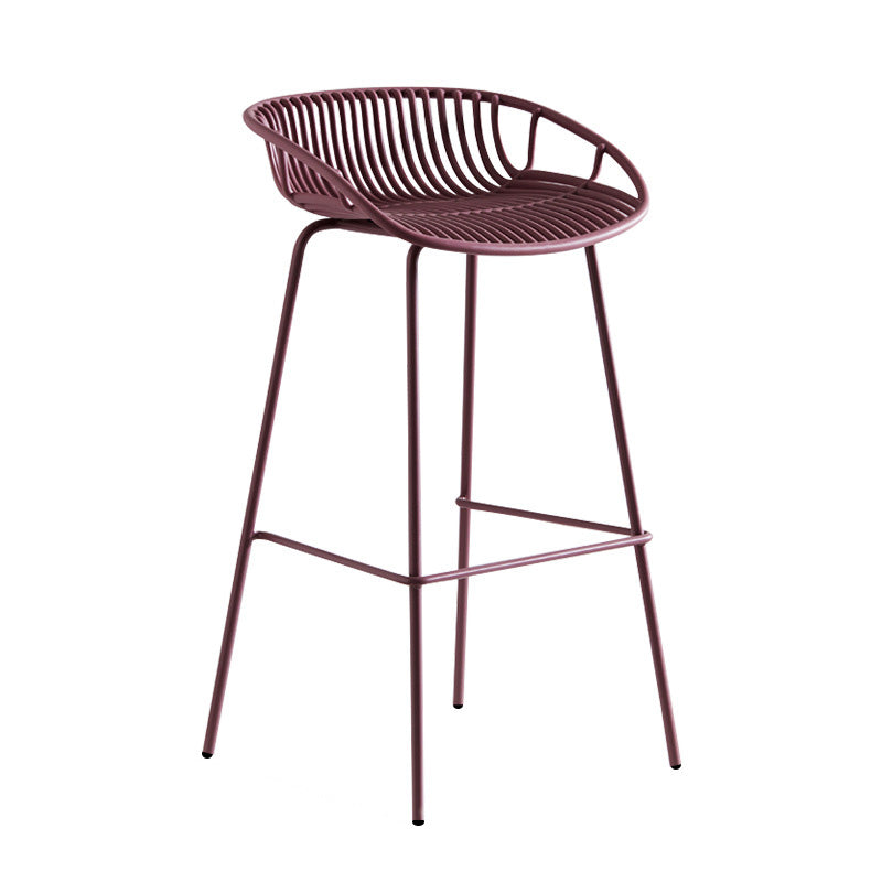 Modern Style Bar-stool Metal Counter Bar Stool with Metal Legs for Kitchen Purple 1 Piece Counter Stool (23.5"H) Clearhalo 'Bar Furniture' 'Bar Stools' 'bar_stools' 'furn' 'furn_bar_stools' 'Furniture' 'furniture_bar_stools' 'Kitchen & Dining Furniture' 4961265