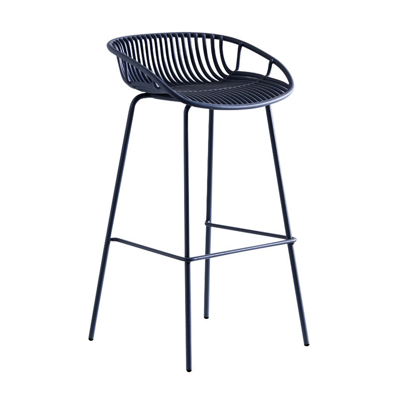 Modern Style Bar-stool Metal Counter Bar Stool with Metal Legs for Kitchen Gray Blue 1 Piece Counter Stool(26"H) Clearhalo 'Bar Furniture' 'Bar Stools' 'bar_stools' 'furn' 'furn_bar_stools' 'Furniture' 'furniture_bar_stools' 'Kitchen & Dining Furniture' 4961267