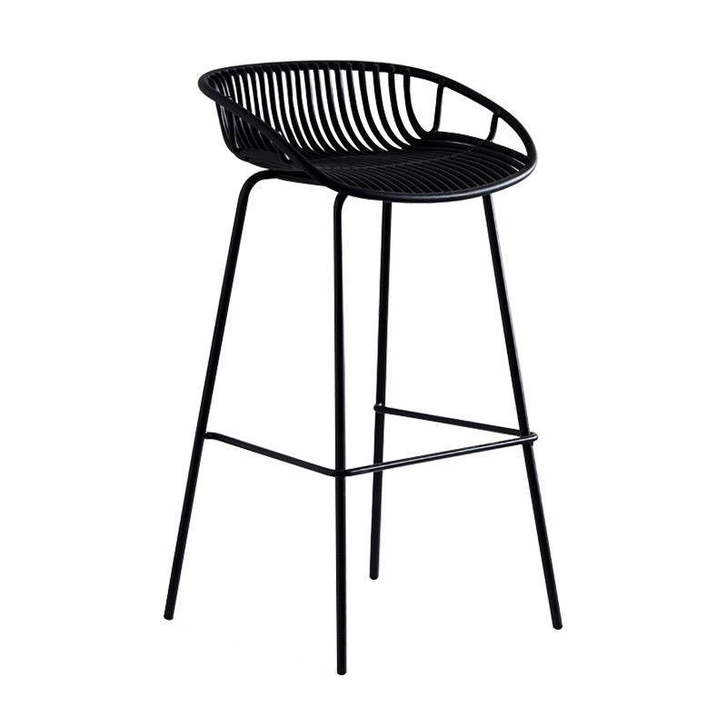 Modern Style Bar-stool Metal Counter Bar Stool with Metal Legs for Kitchen Black 1 Piece Counter Stool(26"H) Clearhalo 'Bar Furniture' 'Bar Stools' 'bar_stools' 'furn' 'furn_bar_stools' 'Furniture' 'furniture_bar_stools' 'Kitchen & Dining Furniture' 4961268