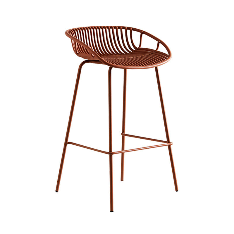 Modern Style Bar-stool Metal Counter Bar Stool with Metal Legs for Kitchen Orange 1 Piece Counter Stool (23.5"H) Clearhalo 'Bar Furniture' 'Bar Stools' 'bar_stools' 'furn' 'furn_bar_stools' 'Furniture' 'furniture_bar_stools' 'Kitchen & Dining Furniture' 4961270