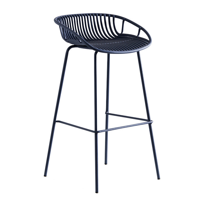Modern Style Bar-stool Metal Counter Bar Stool with Metal Legs for Kitchen Gray Blue 1 Piece Bar Stool (28" H) Clearhalo 'Bar Furniture' 'Bar Stools' 'bar_stools' 'furn' 'furn_bar_stools' 'Furniture' 'furniture_bar_stools' 'Kitchen & Dining Furniture' 4961272