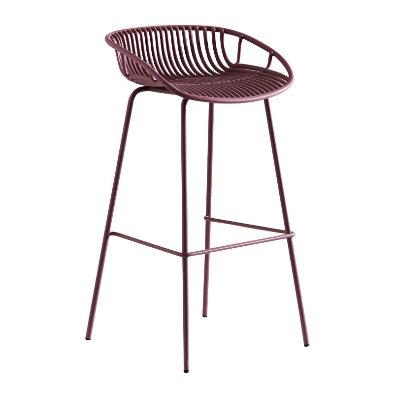 Modern Style Bar-stool Metal Counter Bar Stool with Metal Legs for Kitchen Purple 1 Piece Bar Stool (28" H) Clearhalo 'Bar Furniture' 'Bar Stools' 'bar_stools' 'furn' 'furn_bar_stools' 'Furniture' 'furniture_bar_stools' 'Kitchen & Dining Furniture' 4961275