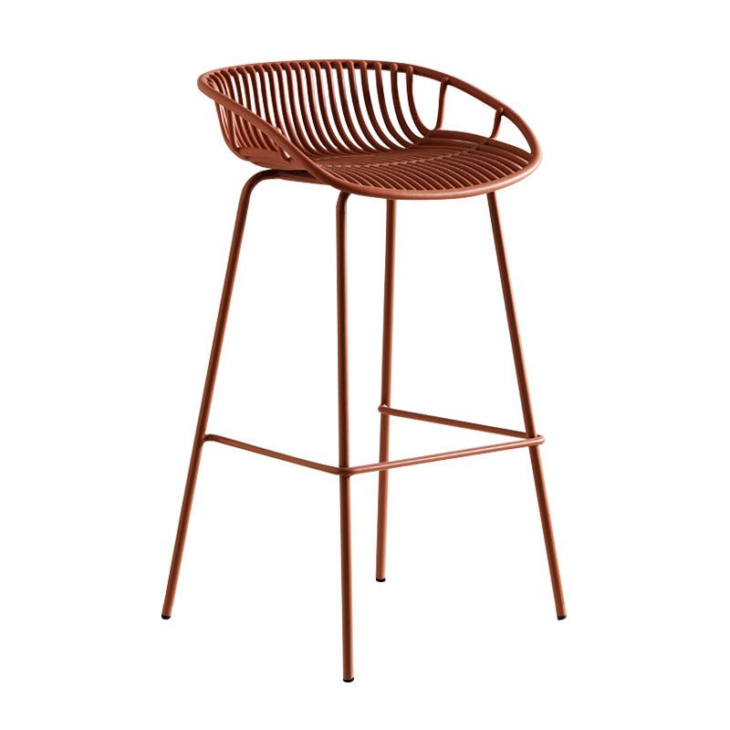 Modern Style Bar-stool Metal Counter Bar Stool with Metal Legs for Kitchen Orange 1 Piece Counter Stool(26"H) Clearhalo 'Bar Furniture' 'Bar Stools' 'bar_stools' 'furn' 'furn_bar_stools' 'Furniture' 'furniture_bar_stools' 'Kitchen & Dining Furniture' 4961280