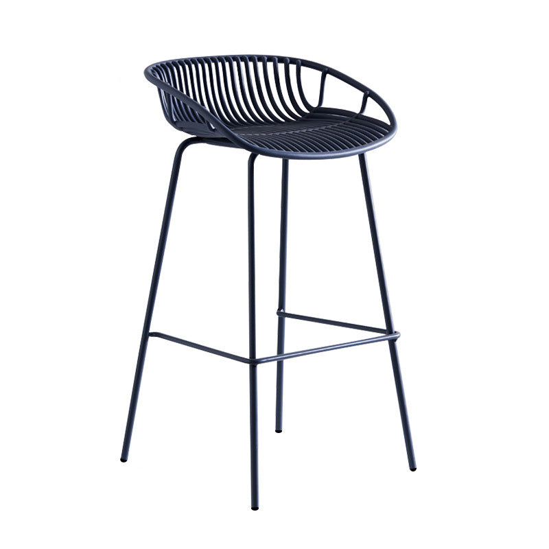 Modern Style Bar-stool Metal Counter Bar Stool with Metal Legs for Kitchen Gray Blue 1 Piece Counter Stool (23.5"H) Clearhalo 'Bar Furniture' 'Bar Stools' 'bar_stools' 'furn' 'furn_bar_stools' 'Furniture' 'furniture_bar_stools' 'Kitchen & Dining Furniture' 4961283